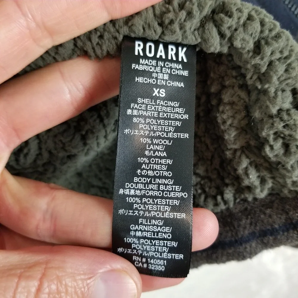 Roark Axeman Sherpa Lined Jacket Mens XS Dark Navy Striped Wool Blend New